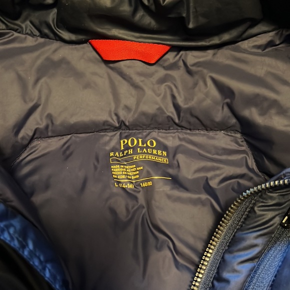 Polo Ralph Lauren's warm down filled padded jacket in dark navy. - Picture 3 of 7